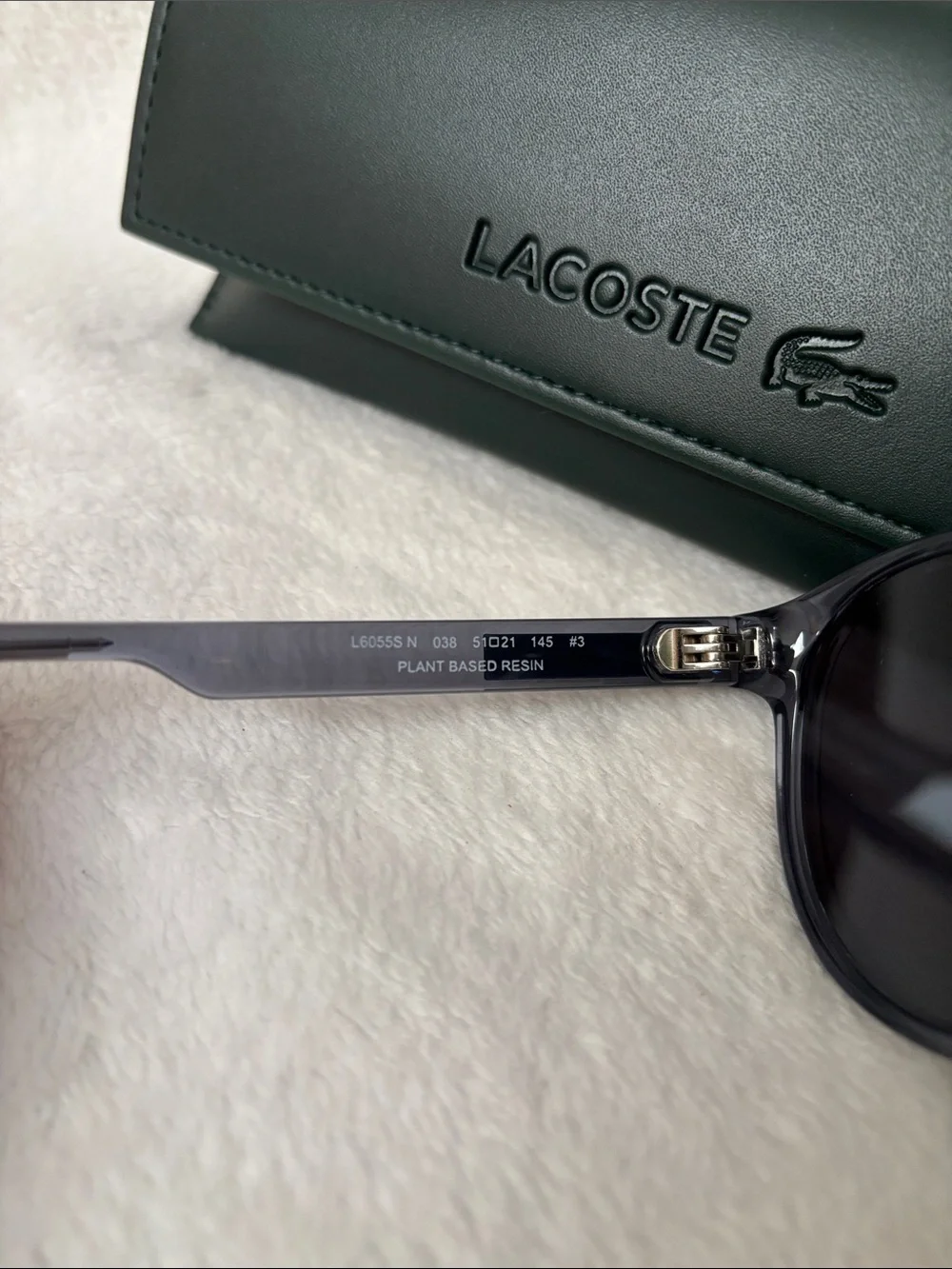 Lacoste Gray Round Sunglasses with Dark Smoke Lenses and Green Case